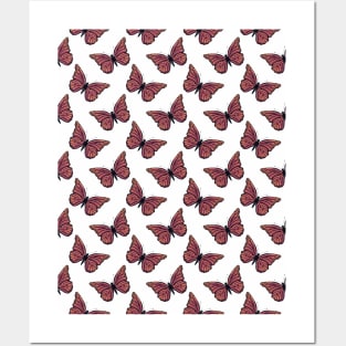 Glowing orange butterfly pattern Posters and Art